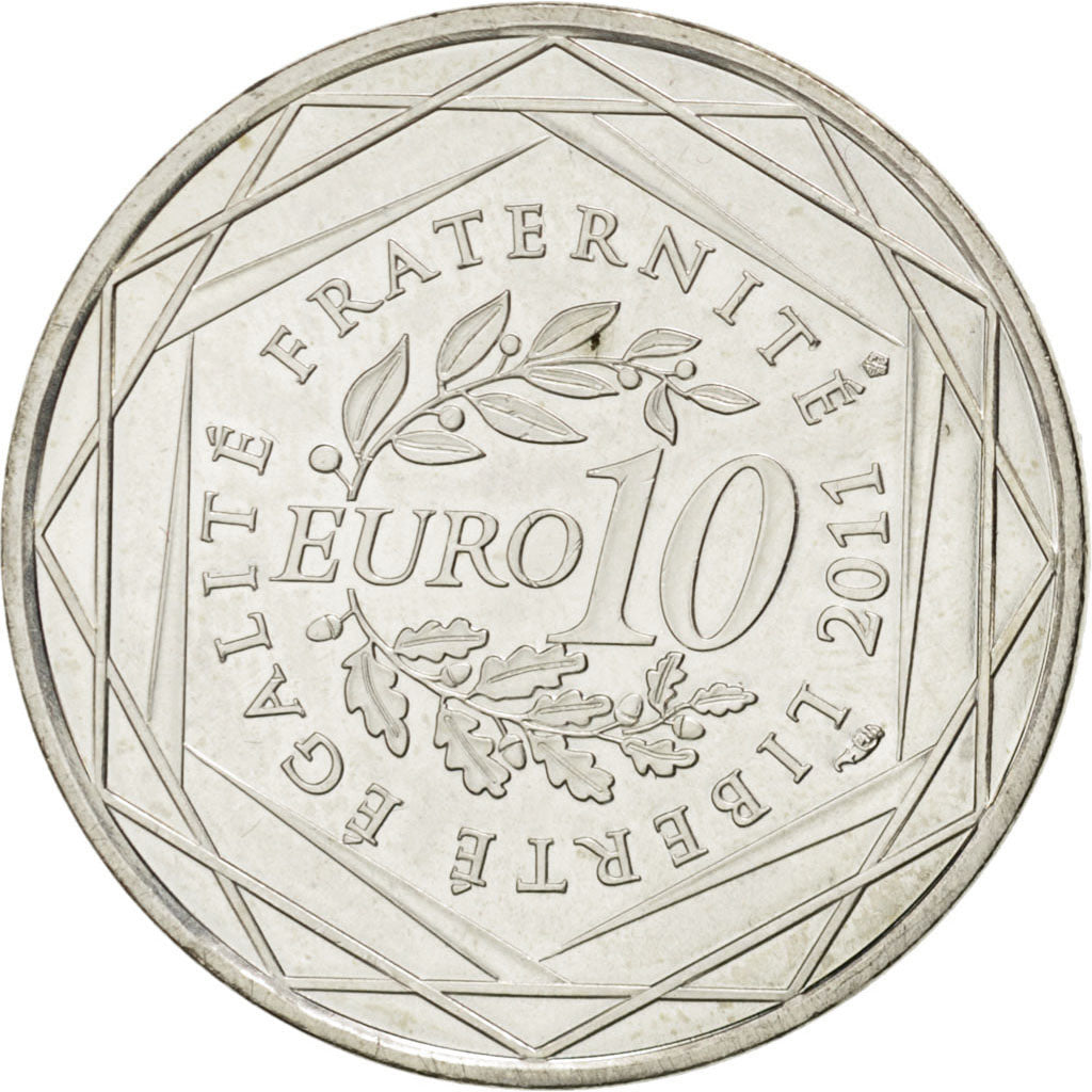 FRANCE, 10 Euro, 2011, Paris, KM #1747, MS(63), Silver, 29, 10.00