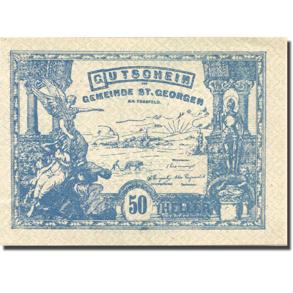 Banconote, Austria, St Georgen, 50 Heller, Monument, 1920 SPL Mehl:FS 885II
