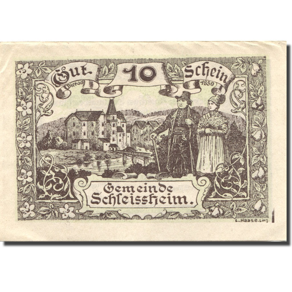 Banknote, Austria, Schleissheim, 10 Heller, château, 1920 UNC(63) Mehl:FS 961