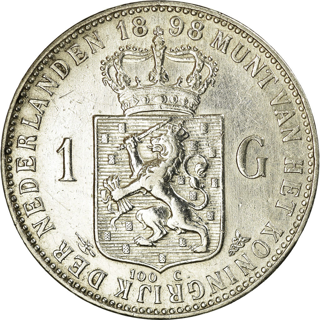 Coin, Netherlands, Wilhelmina I, Gulden, 1898, Utrecht, EF(40-45), Silver