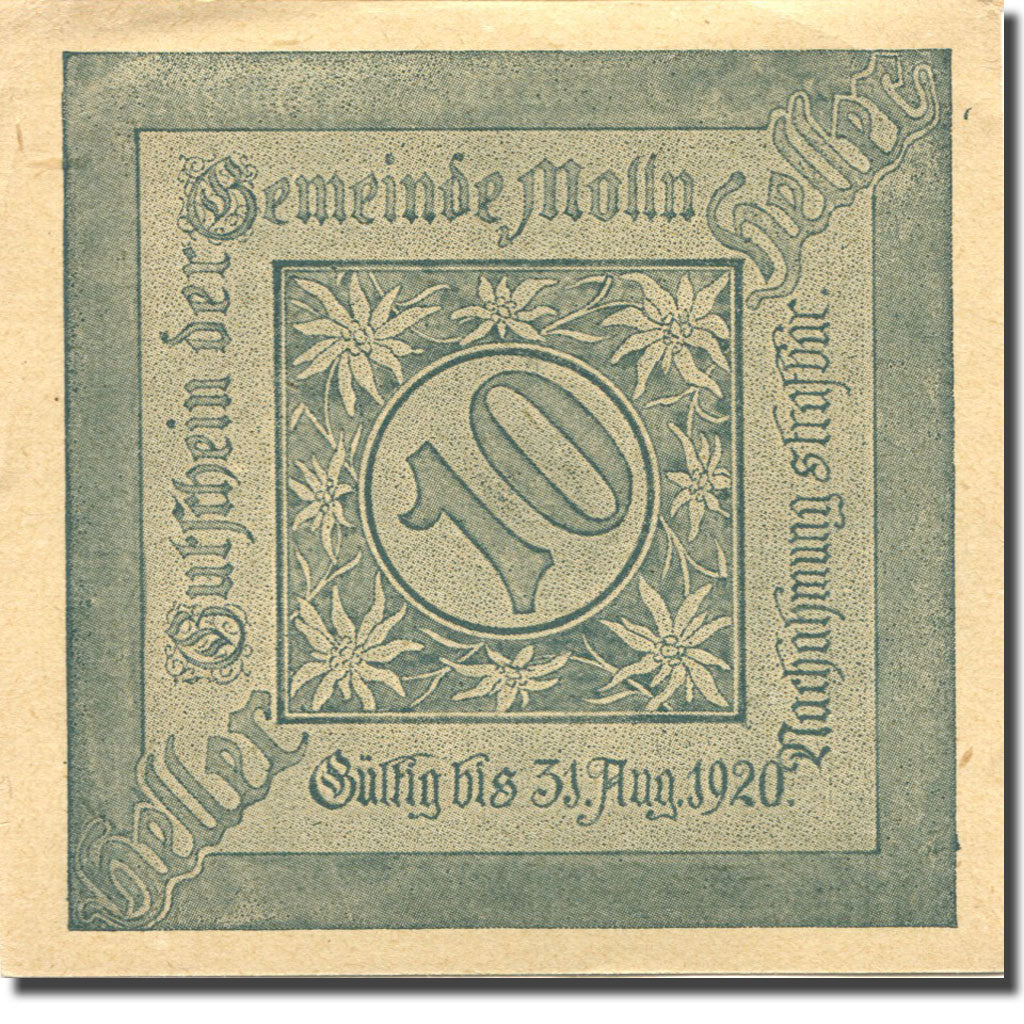 Banconote, Austria, Mölln, 10 Heller, village, 1920, SPL, Mehl:FS 625