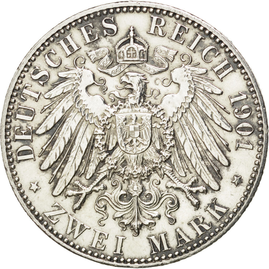 German States, 2 Mark, 1901, Berlin, KM #525, AU(50-53), Silver, 28, 11.11
