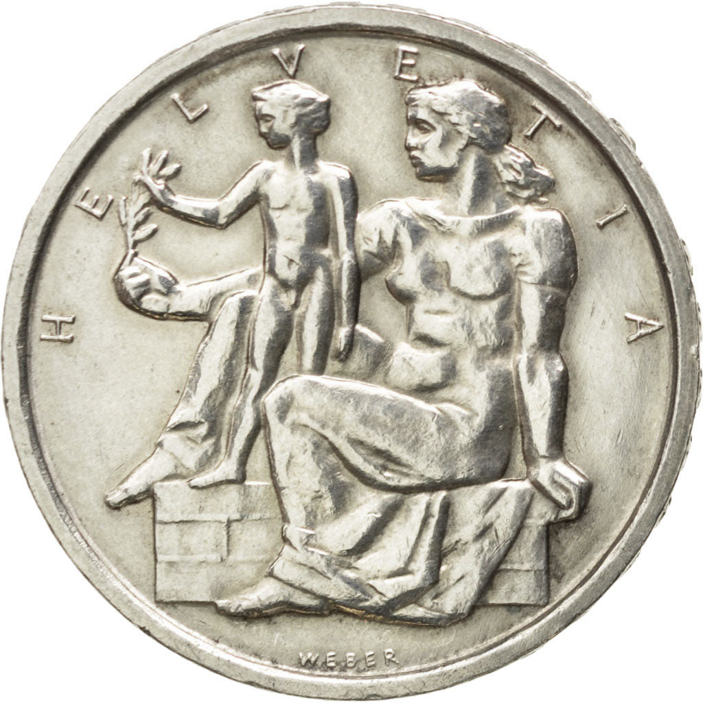 SWITZERLAND, 5 Francs, 1948, Bern, KM #48, AU(55-58), Silver, 31, 14.94