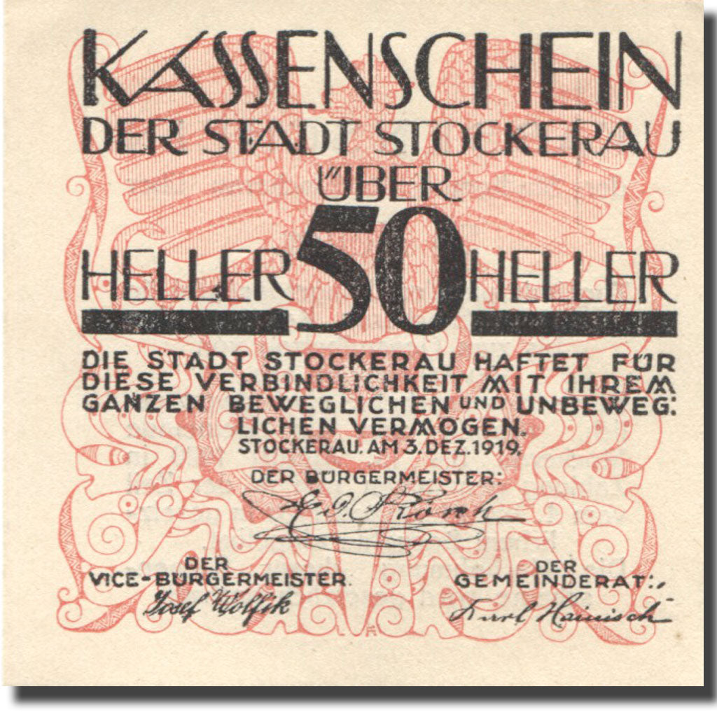 Banknote, Austria, Stockerau 50 Heller valeur faciale, 1920 UNC(63) Mehl:FS 1038