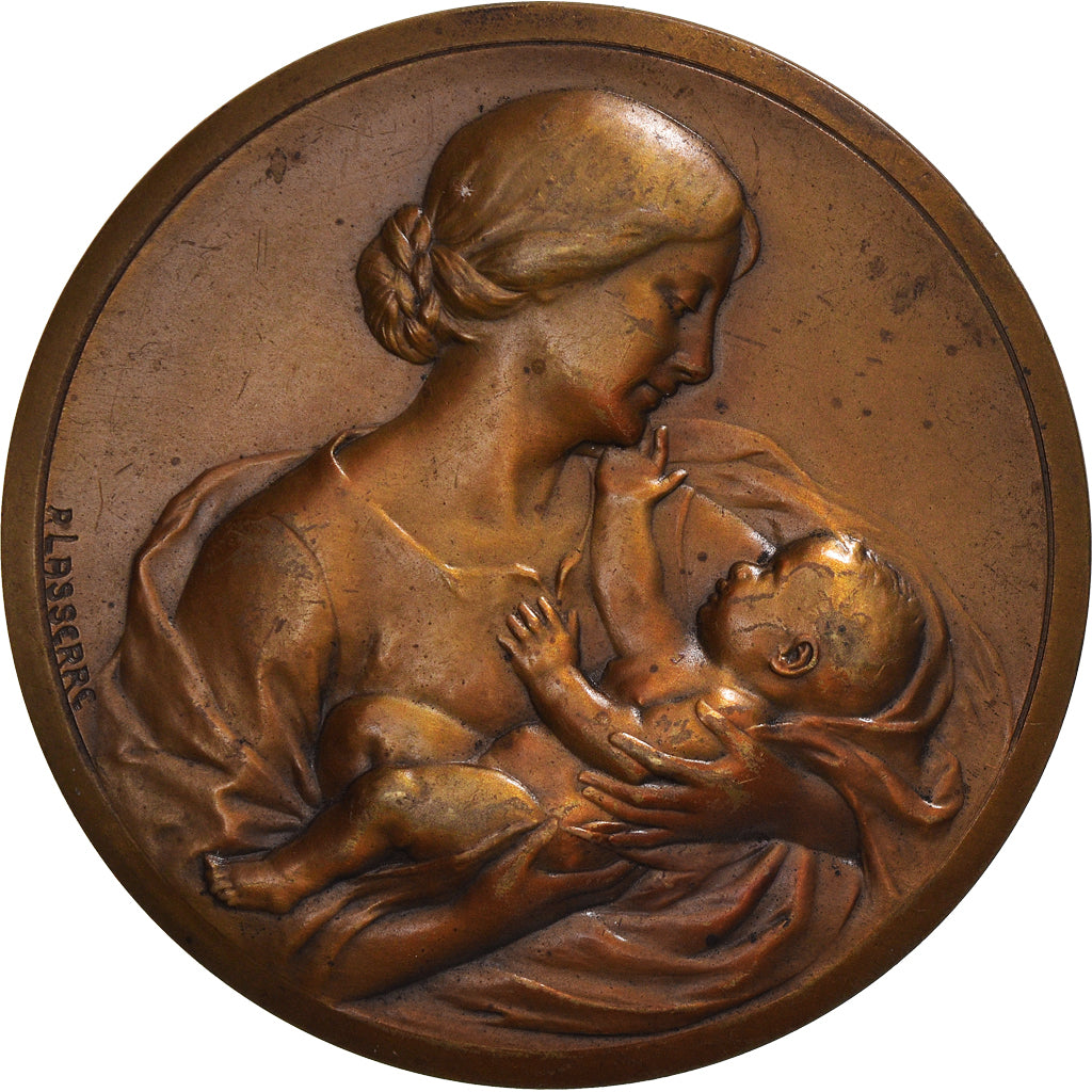 France, Medal, Naissance, Maternité, Lasserre, Art nouveau, AU(50-53), Bronze
