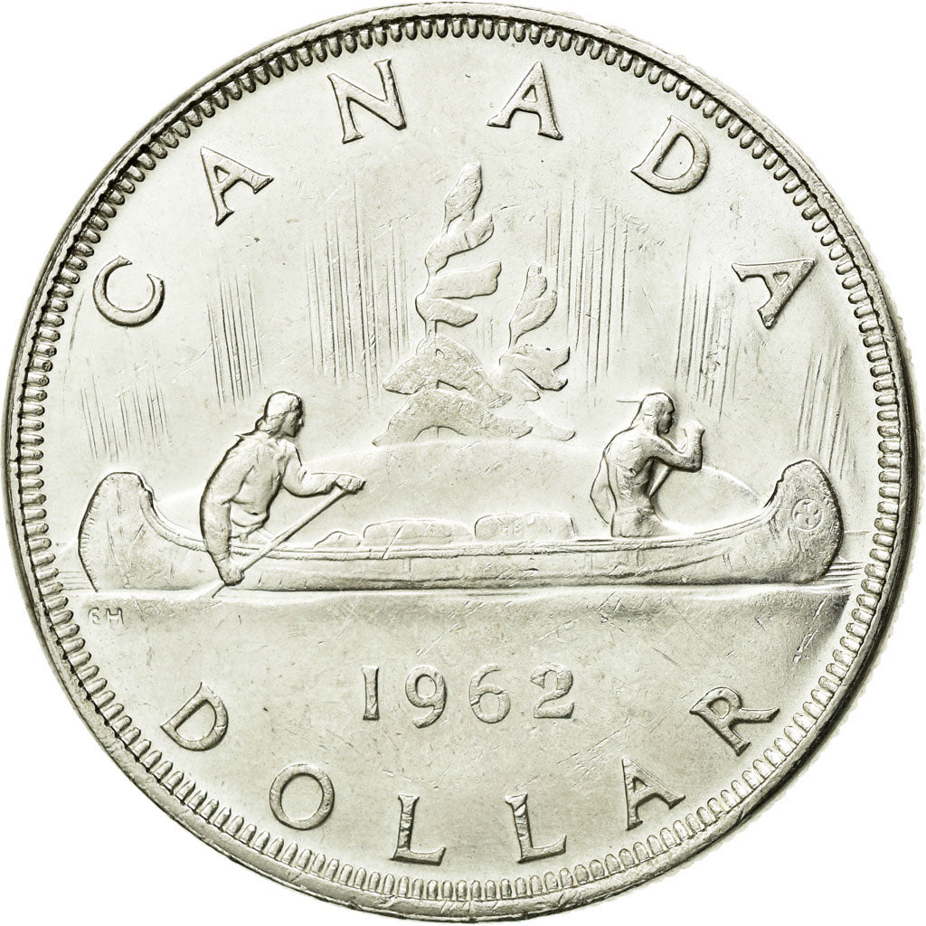 Coin, Canada, Elizabeth II, Dollar, 1962, Ottawa, AU(55-58), Silver, KM:54