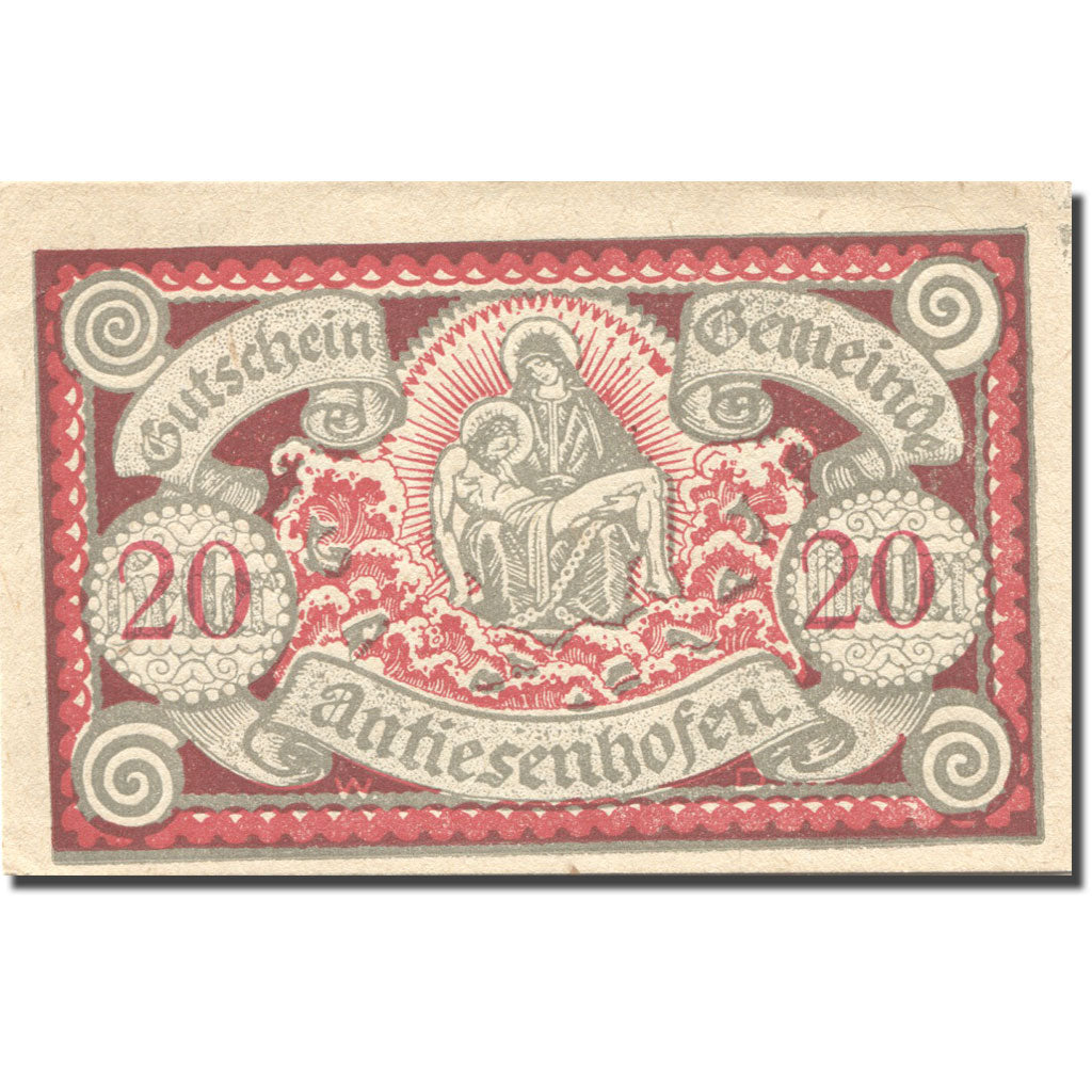 Banknote, Austria, Antiesenhofen, 20 Heller, Eglise, 1920 UNC(63) Mehl:FS 47