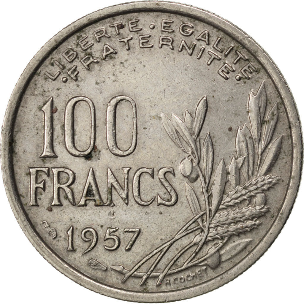 Francia, Cochet, 100 Francs, 1957, MB+, Rame-nichel, KM:919.1