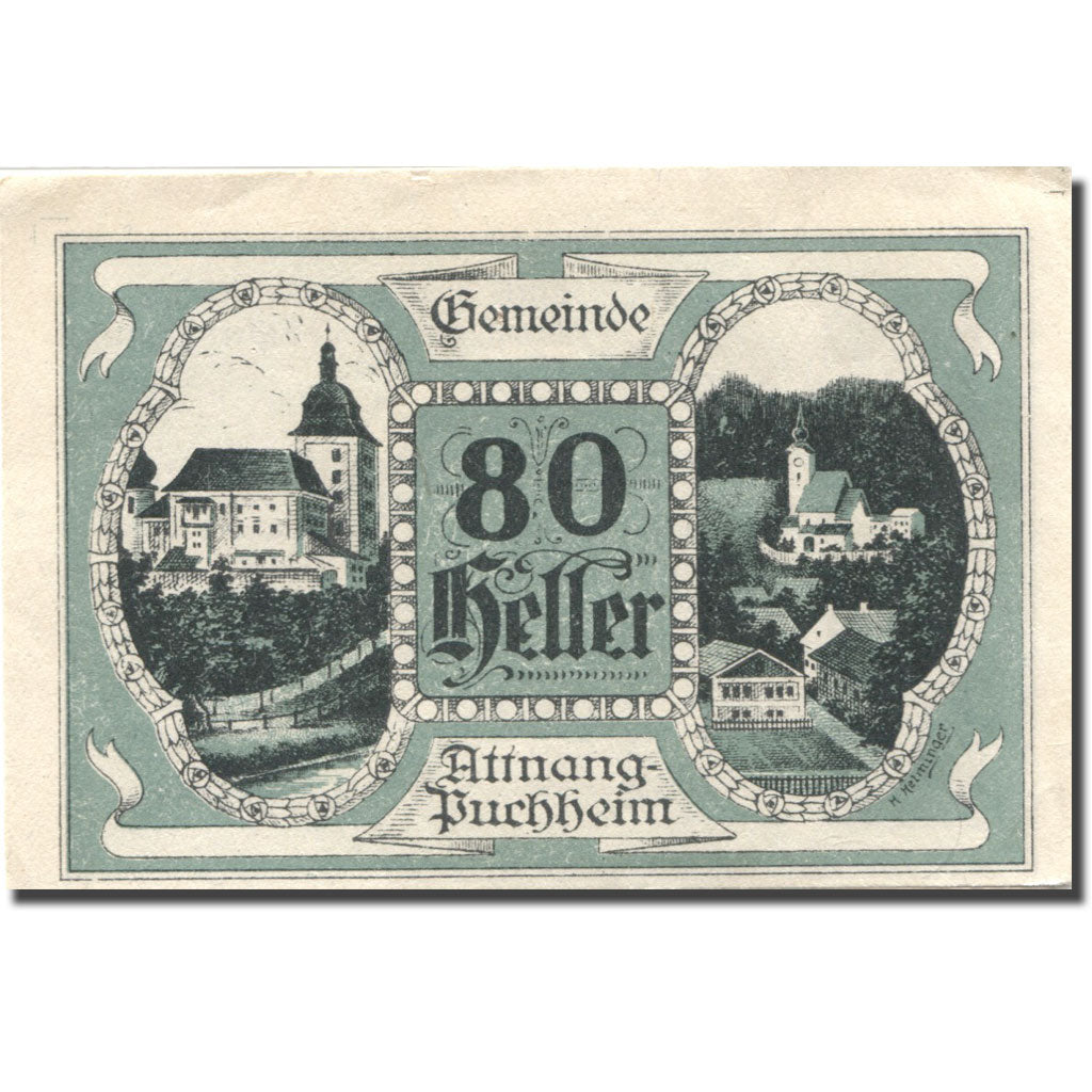 Banknote, Austria, Attnang-Puchheim, 80 Heller château 1920 UNC(63) Mehl:FS 61II