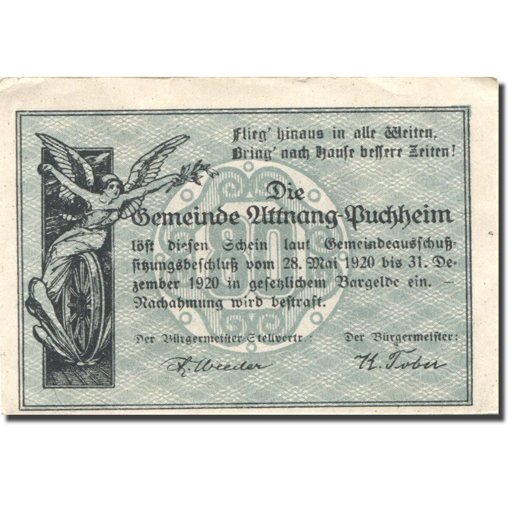 Banknote, Austria, Attnang-Puchheim, 80 Heller château 1920 UNC(63) Mehl:FS 61II