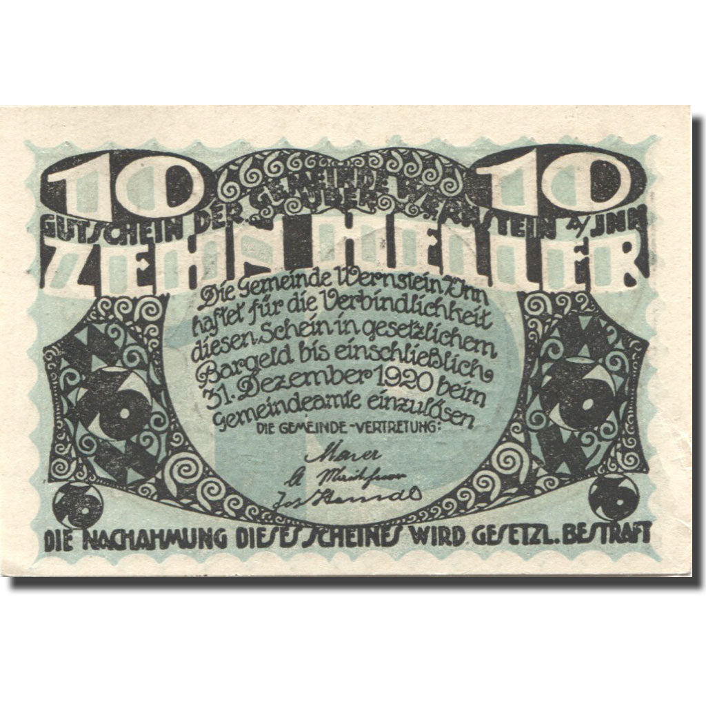 Banknote, Austria, Wernstein, 10 Heller, lac 1920-12-31, UNC(63), Mehl:FS 1174b