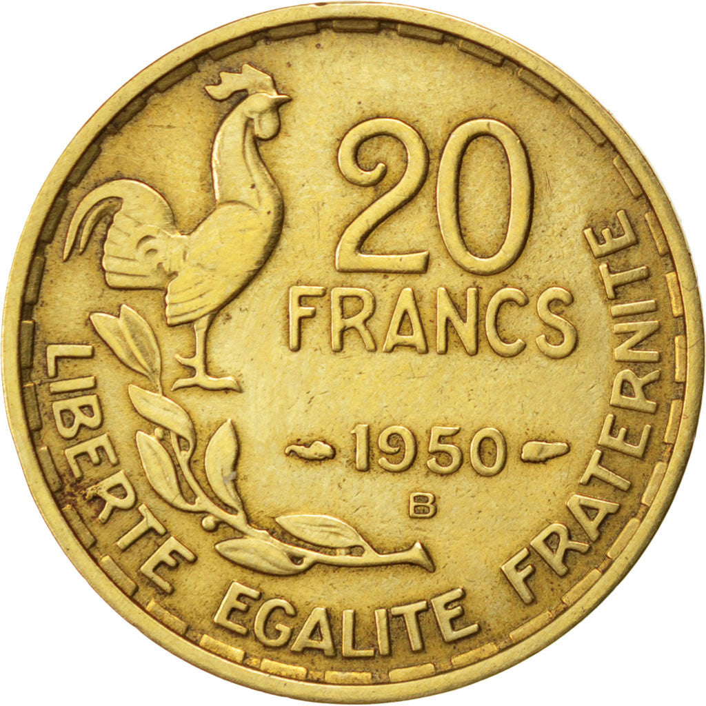 FRANCE, Guiraud, 20 Francs, 1950, Beaumont - Le Roger, KM #916.2, EF(40-45),...