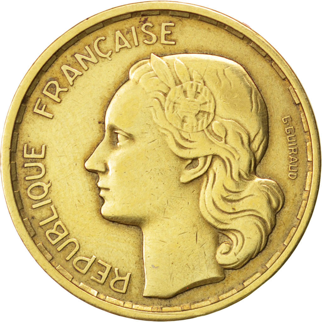 Francia, Guiraud, 20 Francs, 1950, Beaumont le Roger, MB+, Alluminio-bronzo,...