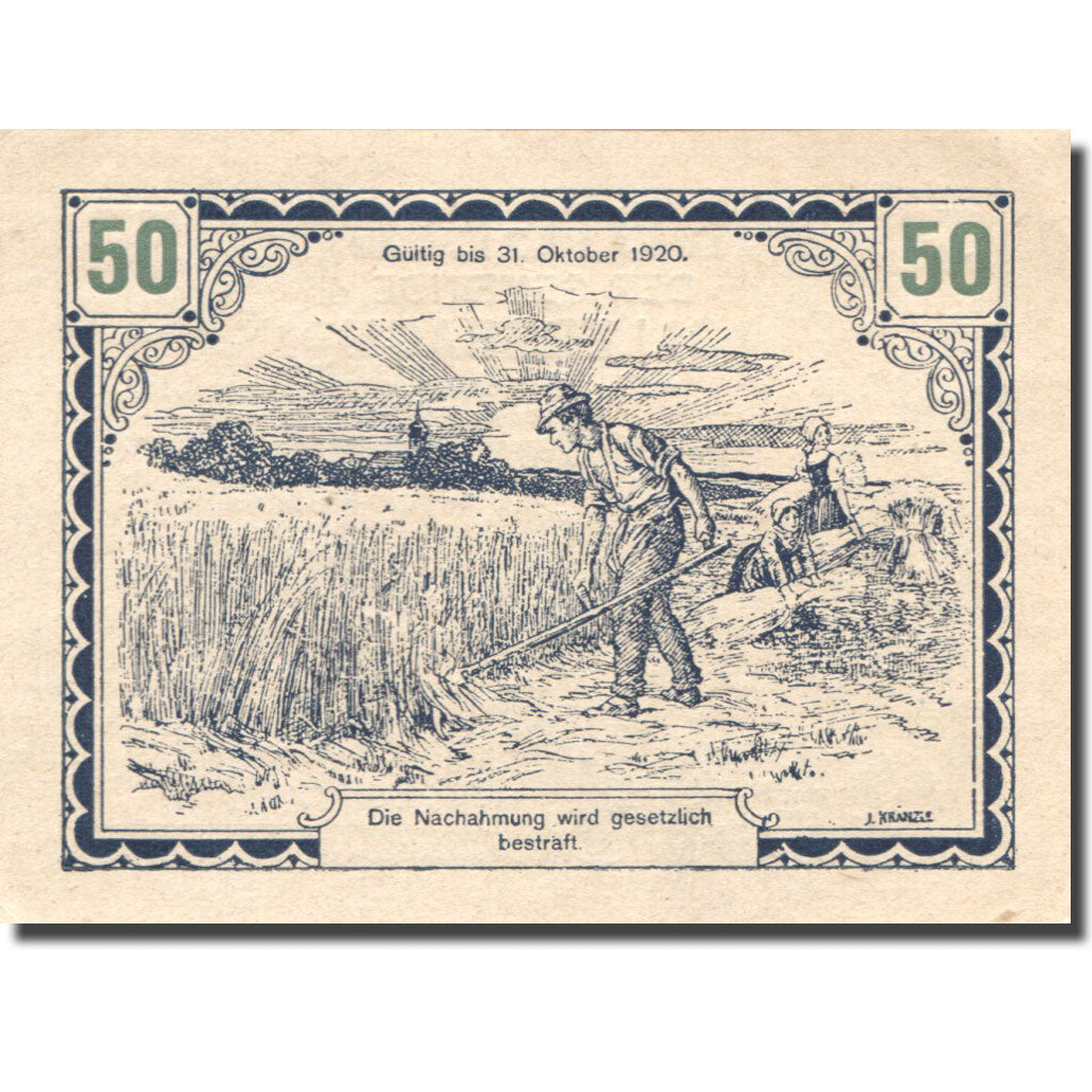 Banknote, Austria, Ollersbach, 50 Heller, village, 1920, UNC(63) Melh:FS 709a