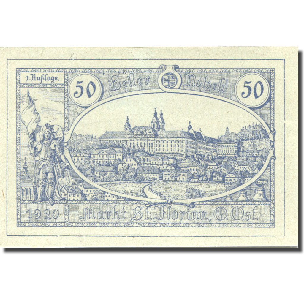 Banknote, Austria, St Florian, 50 Heller, village, 1920 UNC(63) Mehl:FS 879