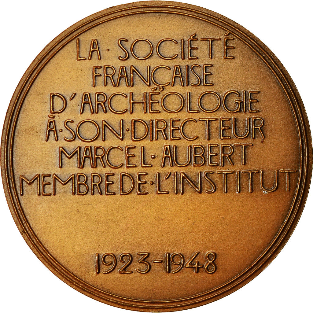 Francia, medaglia, Marcel Aubert, Société Française d'Archéologie, 1948