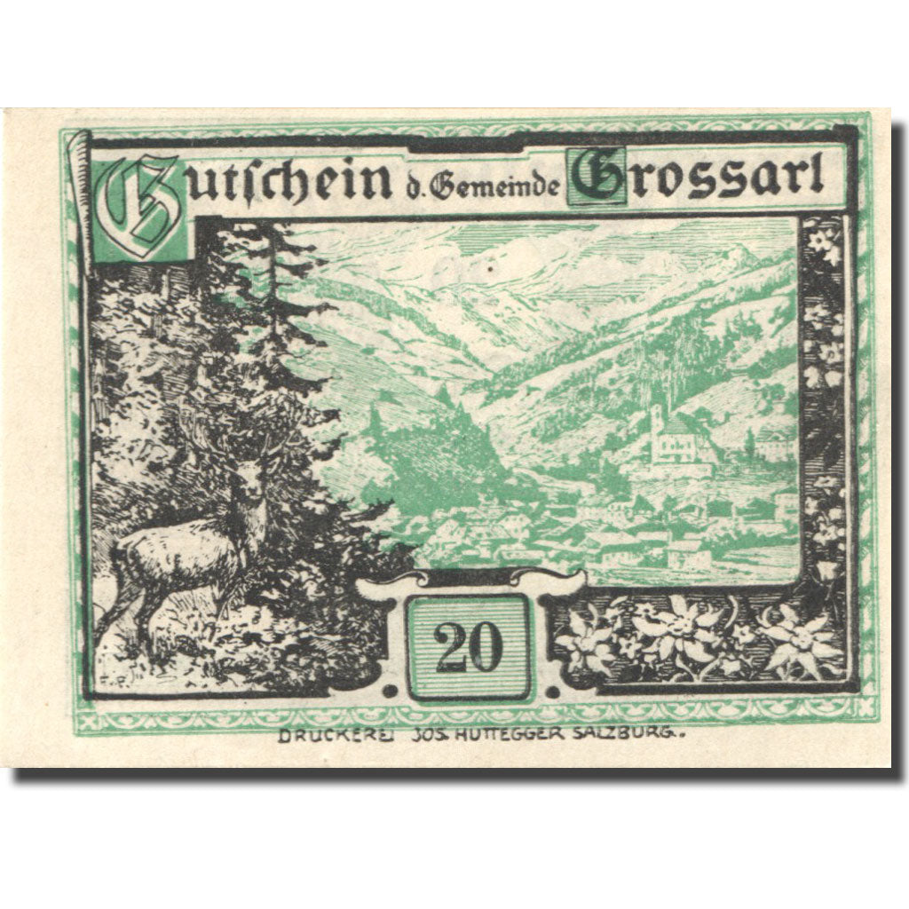 Banknote, Austria, Grossarl, 20 Heller, village, 1920 UNC(63) Mehl:FS 292a