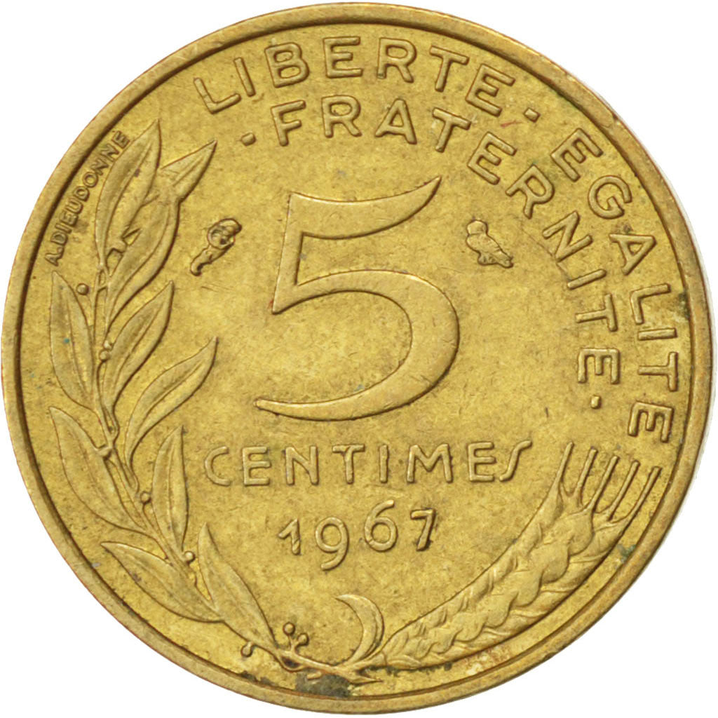 Francia, Marianne, 5 Centimes, 1967, BB, Alluminio-bronzo, KM:933, Gadoury:175