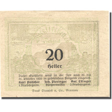 Banknote, Austria, Burgkirchen, 20 Heller, village, 1920 UNC(63) Mehl:FS 115b