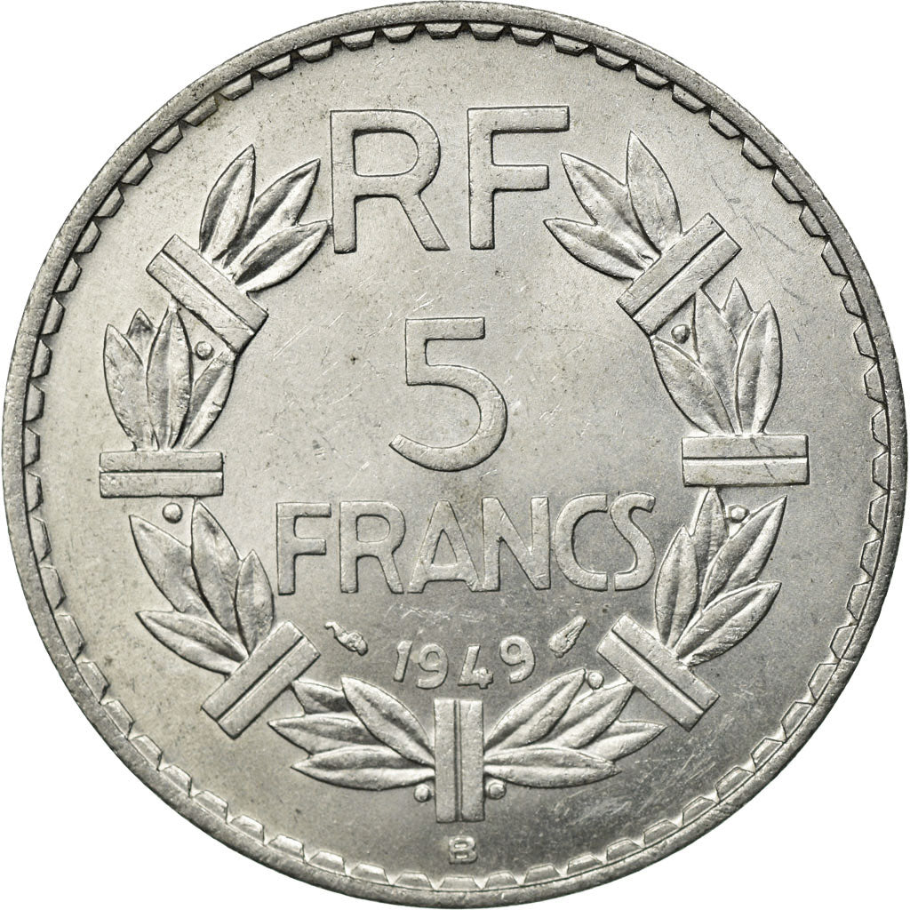 Coin, France, Lavrillier, 5 Francs, 1949, Beaumont le Roger, AU(55-58)