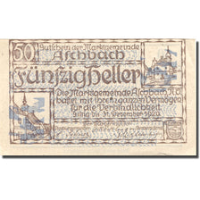 Banknote, Austria, Aschbach, 50 Heller, Eglise, 1920 UNC(60-62) Mehl:FS 55b