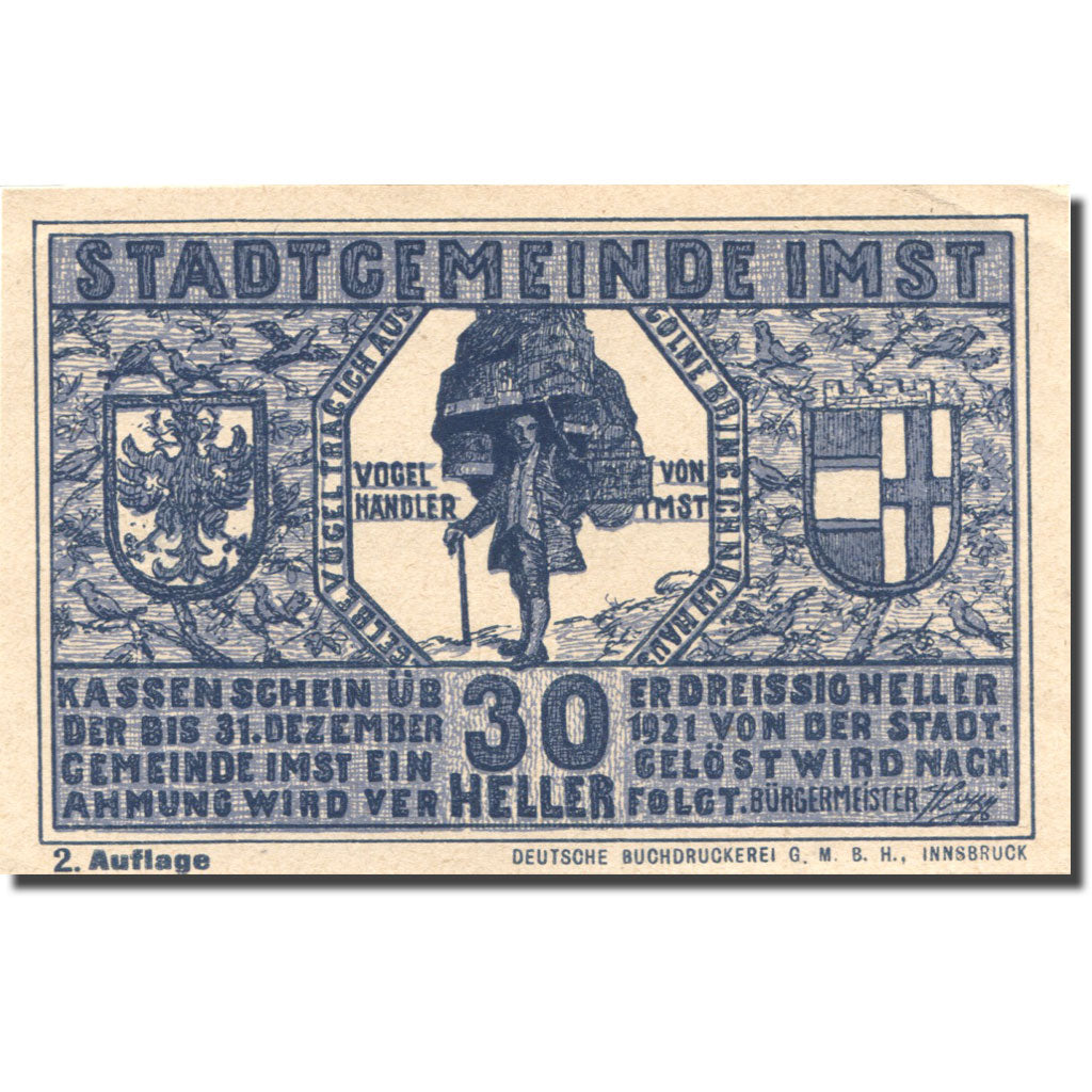 Banknote, Austria, Imst, 30 Heller, Blason 1920-12-31, UNC(63), Mehl:FS 405