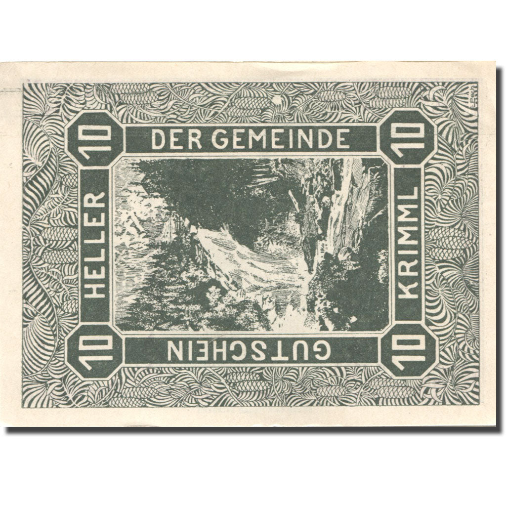 Billet, Autriche, Krimml, 10 Heller, Eglise, 1920 SPL violet Mehl:FS 483c