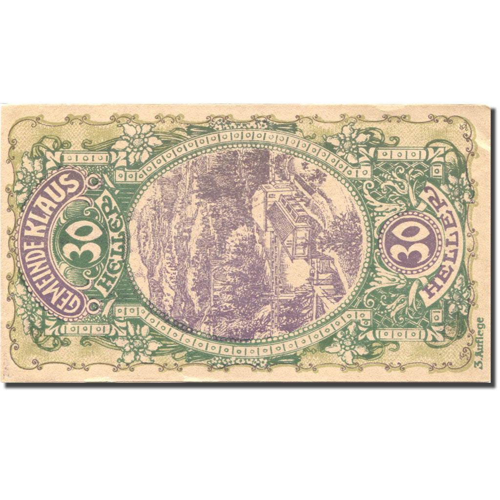 Banknote, Austria, Klaus, 30 Heller, gare, 1920, UNC(63), Mehl:FS 454IIIb