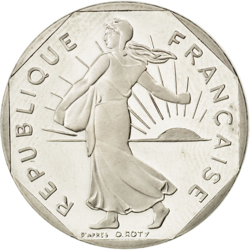 FRANCE, Semeuse, 2 Francs, 1991, KM #942.2, MS(65-70), Nickel, 26.5, Gadoury...