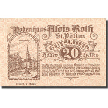 Banknote, Austria, St Pölten, 20 Heller, village, 1920, UNC(63) Mehl:FS 933I