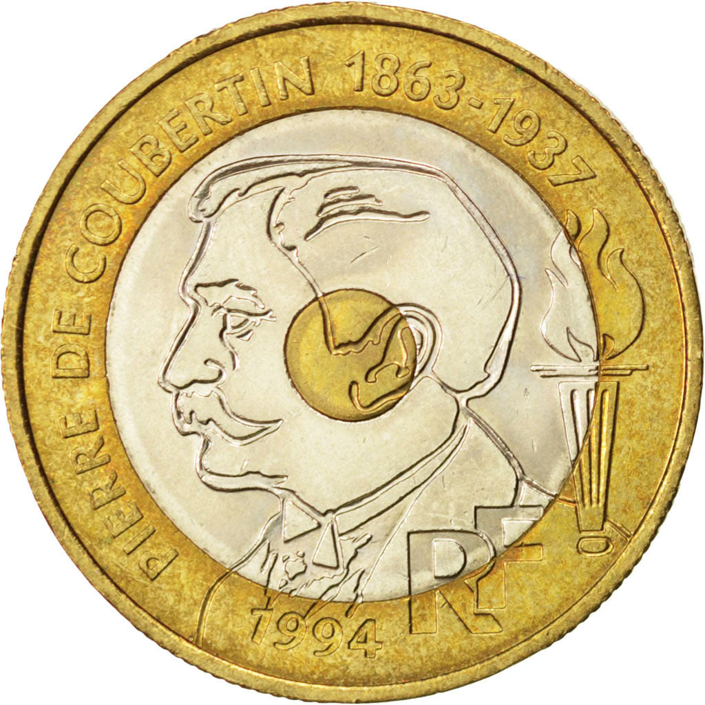 FRANCE, Pierre de Coubertin, 20 Francs, 1994, KM #1036, MS(60-62),...