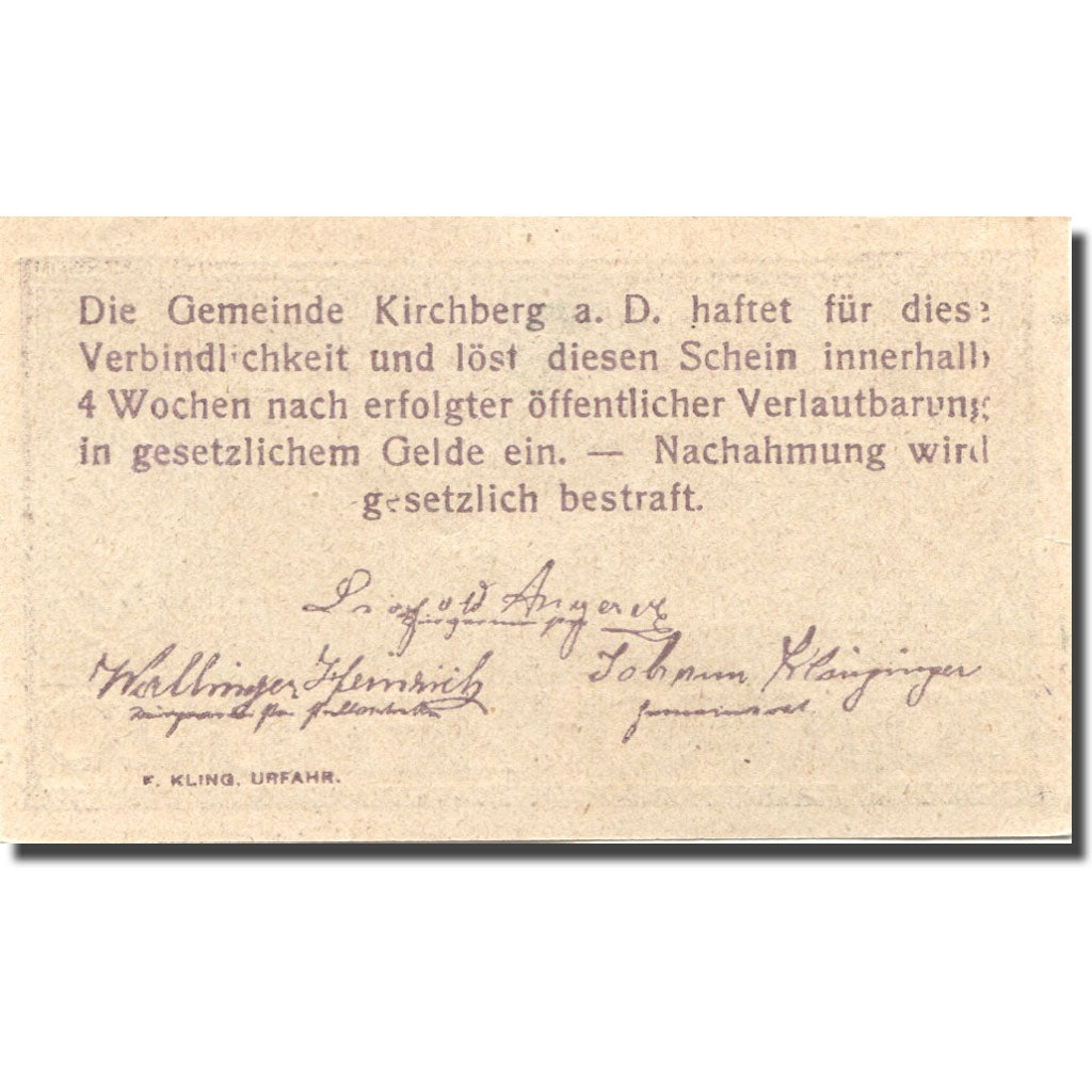 Billete, Austria, Kirchberg, 20 Heller, train, SC, Mehl:FS 441d