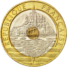 FRANCE, Mont Saint Michel, 20 Francs, 1992, KM #1008.2, MS(63), Tri-Metallic,...