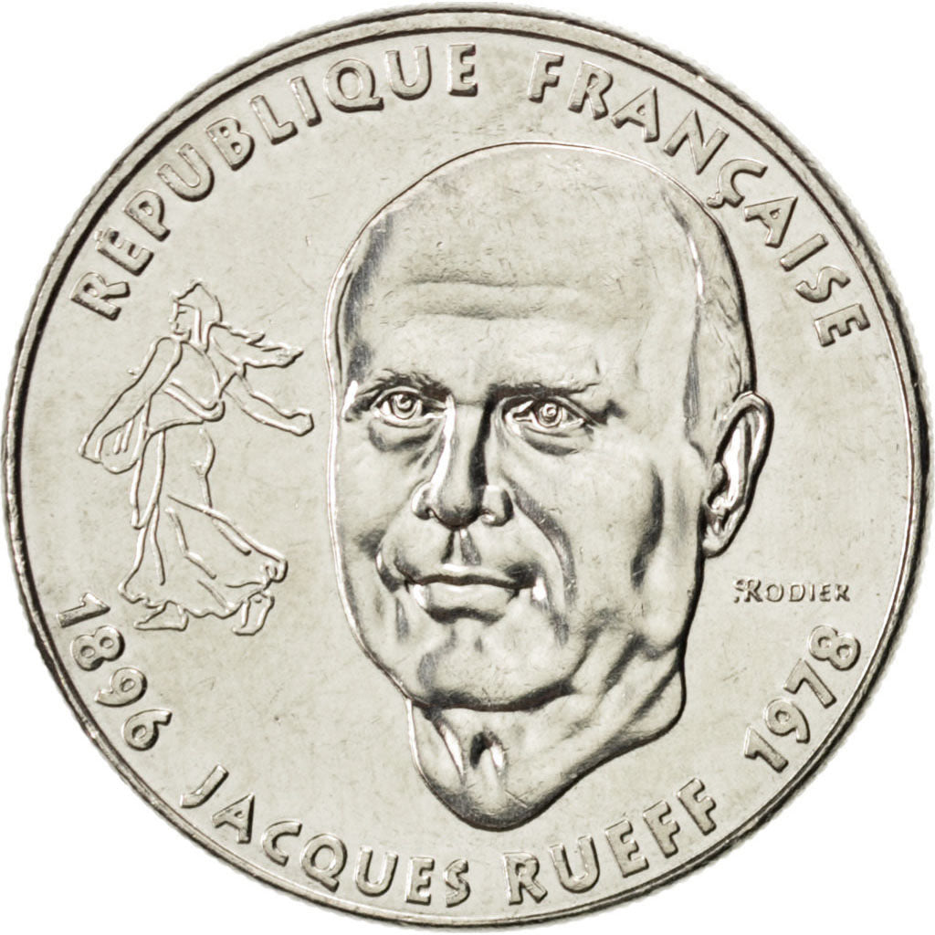 Vème République, 1 Franc Jacques Rueff 1996, KM 1160