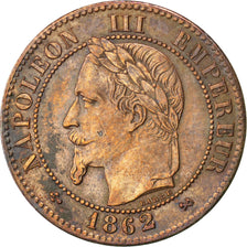 Second Empire, 2 Centimes Napoléon III tête laurée 1862 Bordeaux, KM 796.6