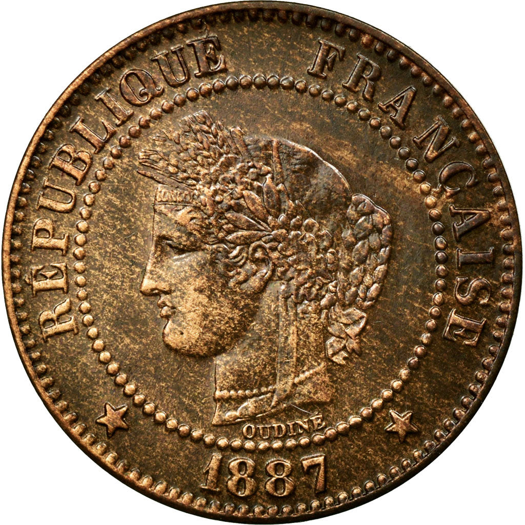 Monnaie, France, Cérès, 2 Centimes, 1887, Paris, TTB, Bronze, KM:827.1