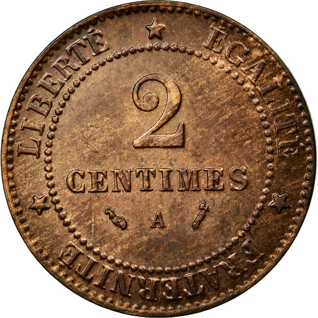 Monnaie, France, Cérès, 2 Centimes, 1887, Paris, TTB, Bronze, KM:827.1