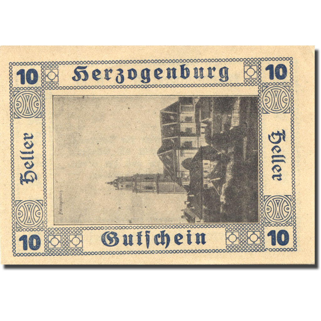 Billet, Autriche, Herzogenburg, 10 Heller, Eglise 1, 1920, SUP, Mehl:FS 369
