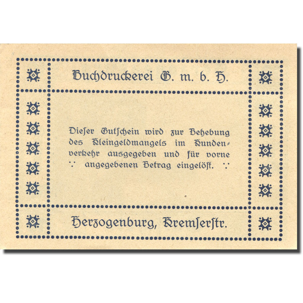 Billet, Autriche, Herzogenburg, 10 Heller, Eglise 1, 1920, SUP, Mehl:FS 369