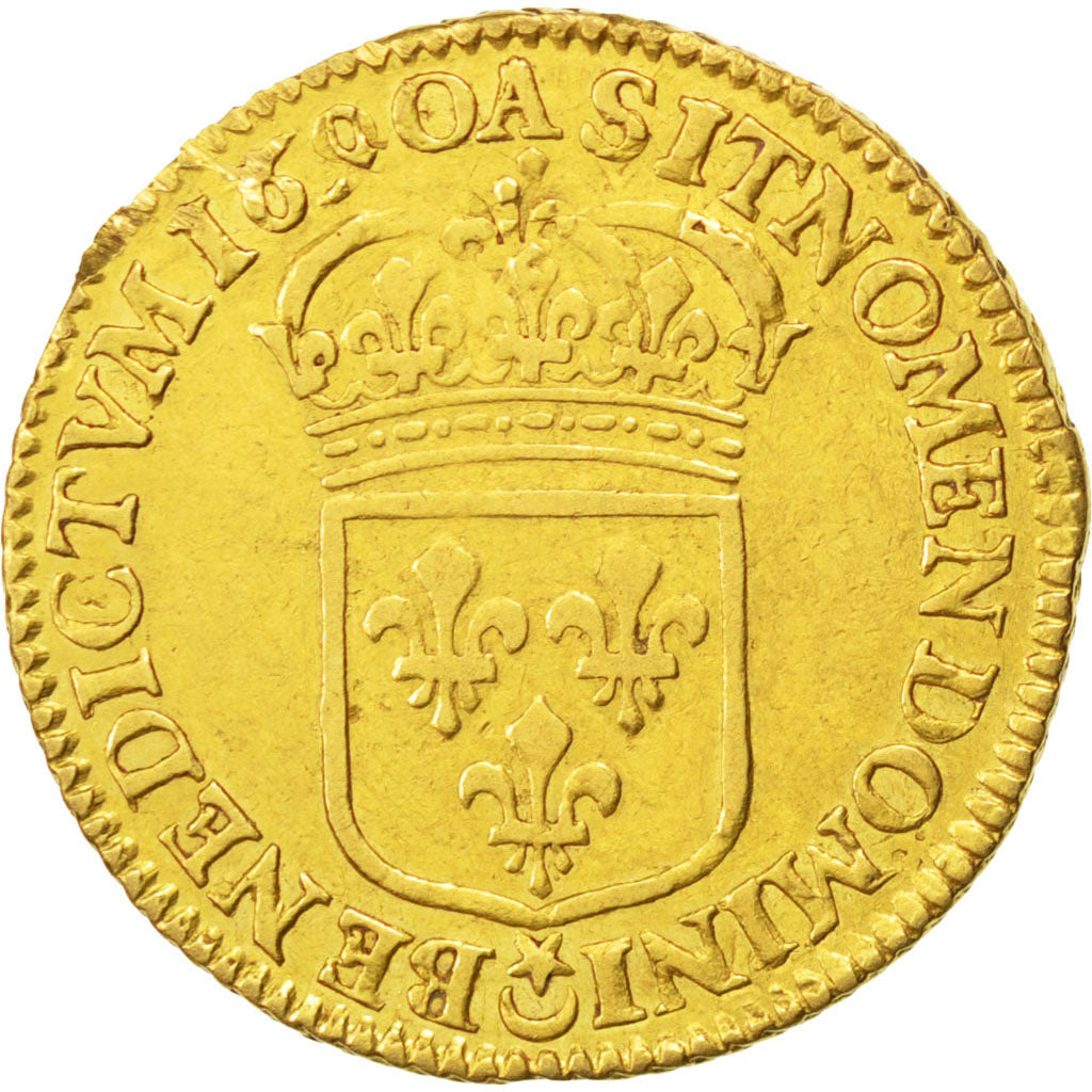 FRANCE, Louis d'or à l'écu, Louis D'or, 1690, Paris, KM #278.1, EF(40-45), Gold,