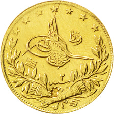 TURKEY, 100 Kurush, 1910, Qustantiniyah, KM #754, EF(40-45), Gold, 7.19