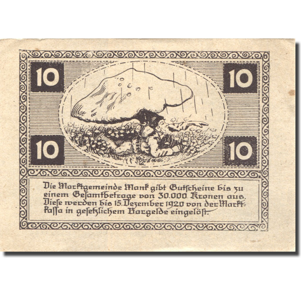 Banknote, Austria, Mank, 10 Heller, Eglise 1920-12-15, UNC(63), Mehl:FS 576b