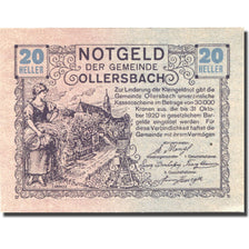 Banknote, Austria, Ollersbach, 20 Heller, agriculteur, 1920 UNC(63) Mehl:FS 709a