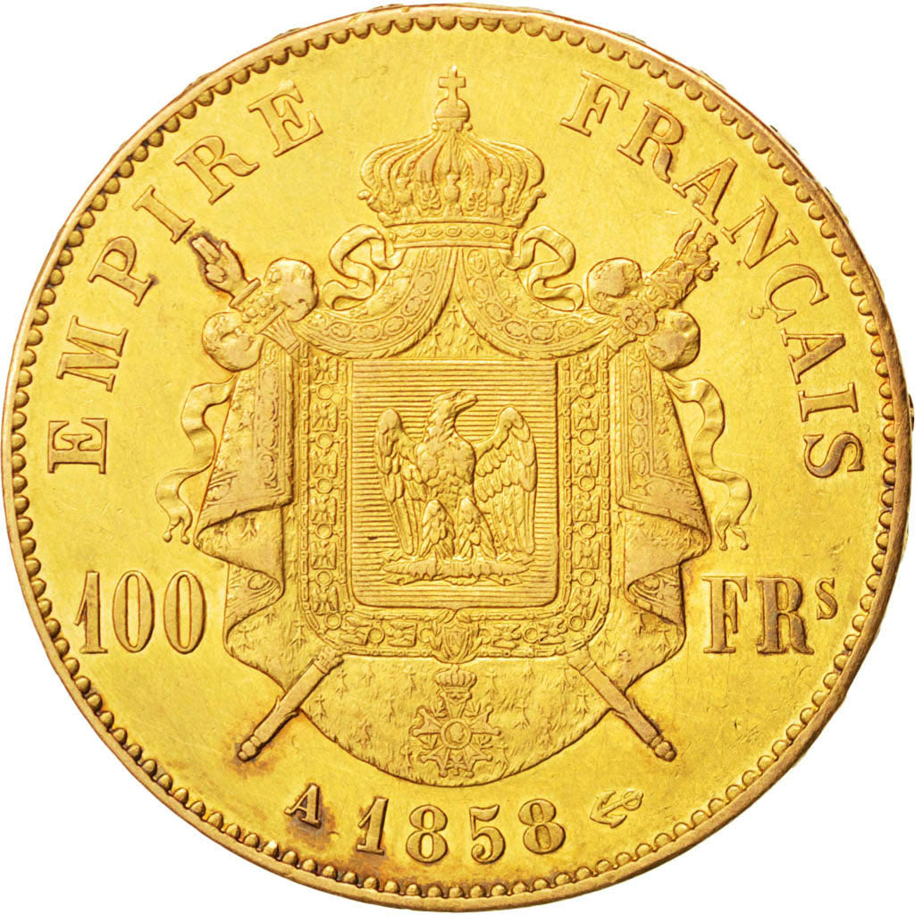 FRANCE, Napoléon III, 100 Francs, 1858, Paris, KM #786.1, EF(40-45), Gold, G...