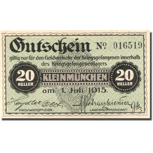 Billete, Austria, Kleinmünchen, 20 Heller, valeur faciale, 1915 SC Mehl:FS 456