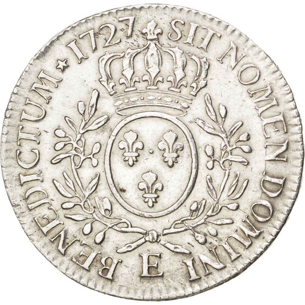 FRANCE, Écu aux branches d'olivier, ECU, 1727, Tours, KM #486.7, EF(40-45), ...