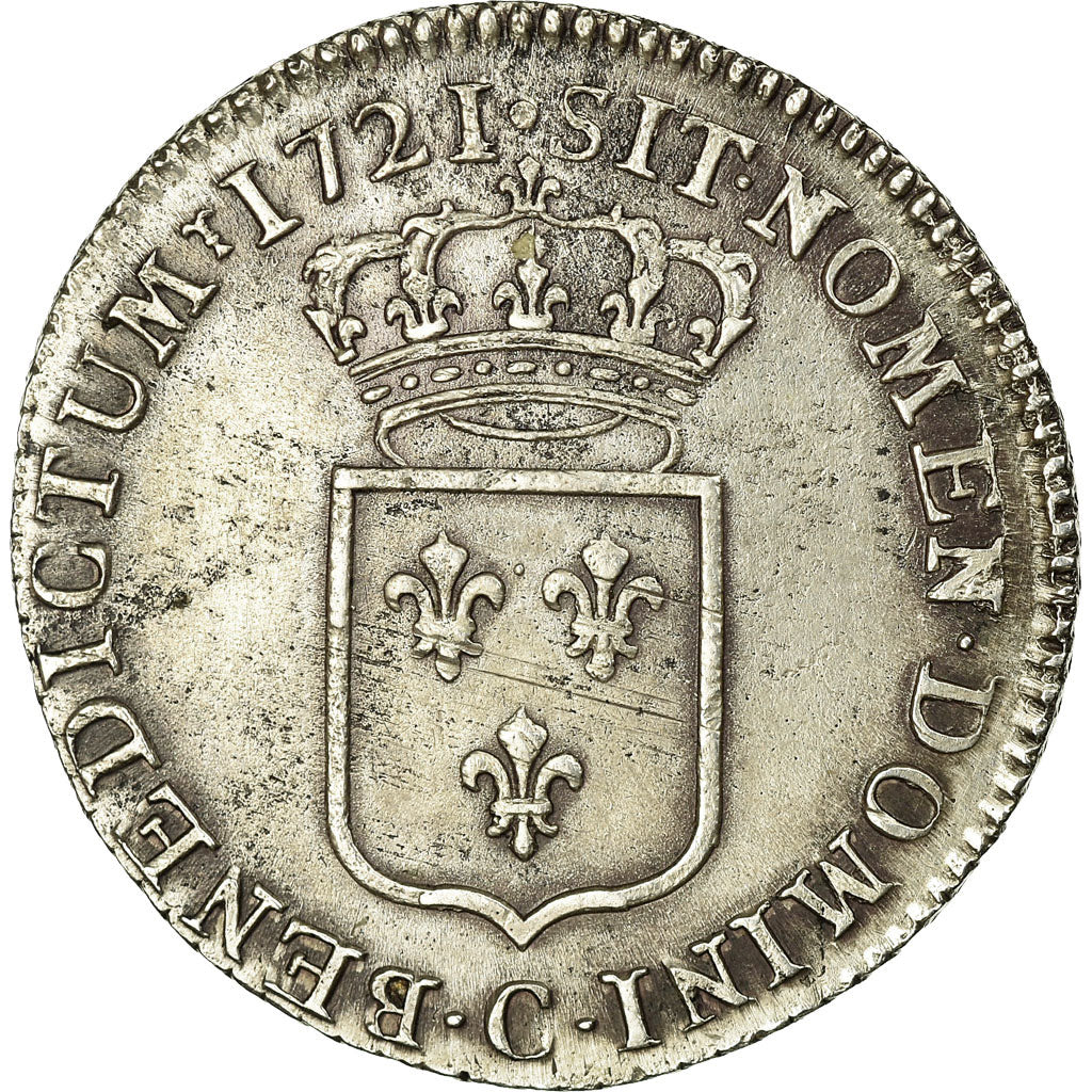 Coin, France, Louis XV, 1/3 Écu de France, 1/3 Ecu, 1721, Caen, AU(50-53)