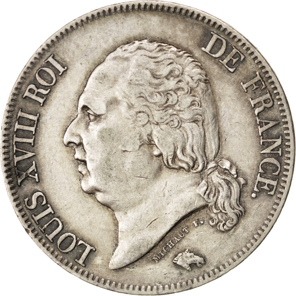 FRANCE, Louis XVIII, 5 Francs, 1824, Marseille, KM #711.10, EF(40-45), Silver,..