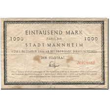 Banknote, Germany, Mannheim 1000 Mark valeur faciale, 1922 VF(20-25) Mehl: M5.1a