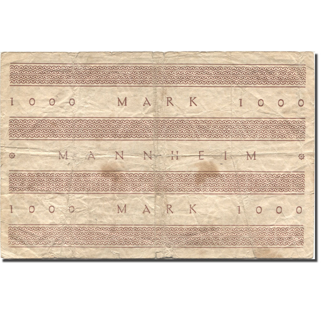Banknote, Germany, Mannheim 1000 Mark valeur faciale, 1922 VF(20-25) Mehl: M5.1a